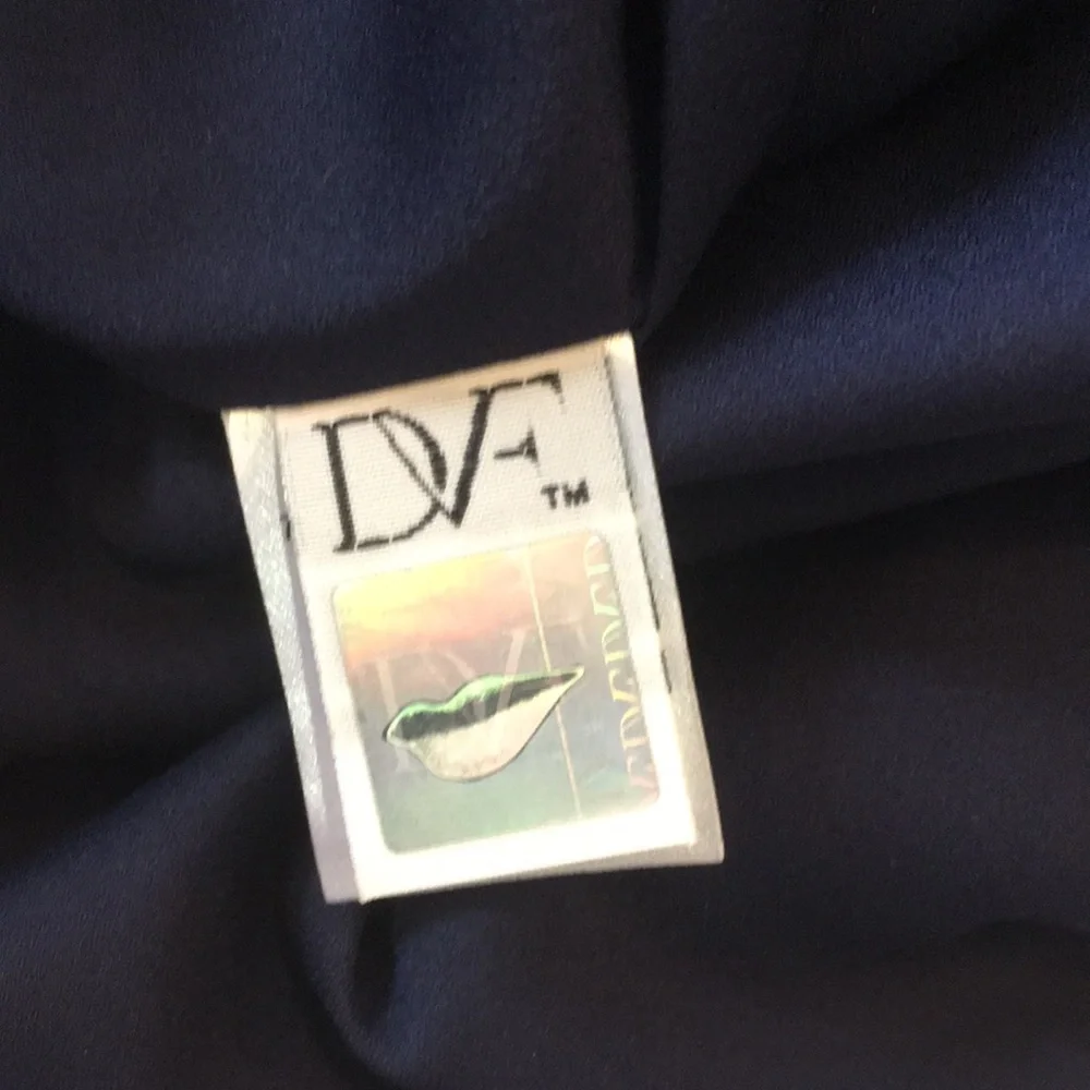 DVF navy blue lace Nisha dress with sheer navy top. - Picture 14 of 16